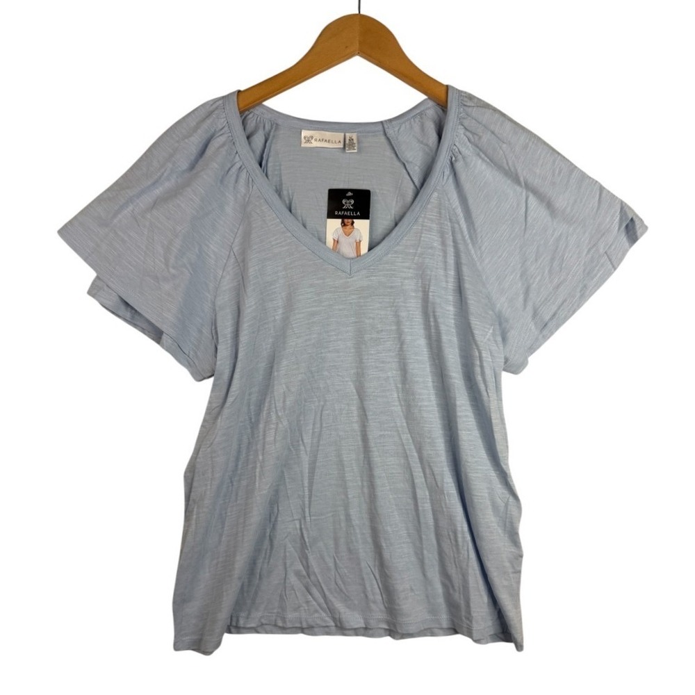 NWT Rafaella Ladies' V-Neck Slub Jersey Cotton Modal Blend Knit Top Size Large